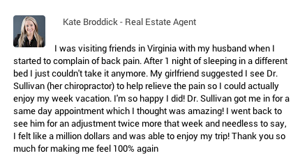 Chiropractic Burke VA Kate Testimonial Chiropractic Burke VA Kate Testimonial